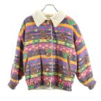 ジャンシャルルドカステルバジャック 総柄 ウールブレンド ジャケット M Jean charles de Castelbajac 裏ボア レディース 古着 中古