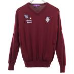BEAMS Beams Golf длинный рукав шерсть 100% свитер S лиловый серия вязаный V шея мужской б/у одежда б/у 