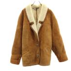  Old 80s 90s Италия производства длинный рукав мутоновое пальто 42 оттенок коричневого OLD мужской б/у одежда б/у 