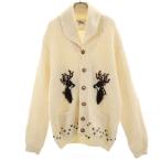 Coldwell 60s 70s カウチン カナダ製 ノルディック 長袖 ショールカラー ニットカーディガン L ホワイト系 メンズ 古着 中古