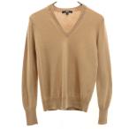 ユニクロ カシミヤ100％ 長袖 Vネック セーター S ベージュ UNIQLO ニット レディース 古着 中古