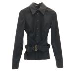 ショッピングgucci GUCCI グッチ イタリア製 長袖 ベルト付き シャツ 38 ブラック レディース 古着 中古