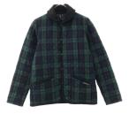 Lavenham Британия производства tartan проверка стеганная куртка 34 зеленый × темно-синий LAVENHAM женский б/у одежда б/у 
