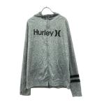 Hurley ハーレー ロゴプリント 長袖 ジップパーカー XL グレー系 トレーニング メンズ 古着 中古