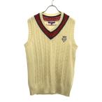 BEAMS GOLF Beams Golf шерсть 100% Logo нашивка Logo вышивка Golf безрукавка вязаный лучший S слоновая кость серия мужской б/у одежда б/у 