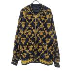 ショッピングzara ZARA ザラ 総柄 ベロア調 ノーカラージャケット XL ブラック系 レディース 古着 中古