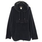 FENDI フェンディ イタリア製 長袖 フリース パーカー 50 ブラック系 プルオーバー メンズ 古着 中古