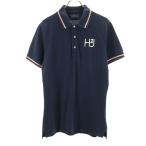 ショッピングハイドロゲン HYDROGEN ハイドロゲン イタリア製 半袖 ヴィンテージ加工 ポロシャツ L ネイビー 鹿の子 メンズ 古着 中古