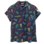 BEAMS GOLF Beams Golf сделано в Японии общий рисунок Golf рубашка с коротким рукавом L темно-синий серия олень. . земля женский б/у одежда б/у 