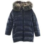 DUVETICA デュベティカ ブルガリア製 ESTERNO-AUBER ミドル ファー ダウンコート 42 ネイビー フーディー メンズ 古着 中古