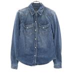 ショッピングダンガリー ARMANI EXCHANGE アルマーニエクスチェンジ 長袖 ダンガリー ウエスタンシャツ XS ネイビー レディース 古着 中古
