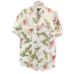 BEAMS ビームス リネン 総柄 半袖 ボタンダウン アロハシャツ M アイボリー メンズ 古着 中古