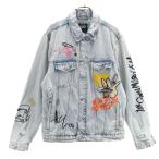 ZARA ザラ デニムジャケット M クラッシュ ペイント加工 メンズ 古着 中古