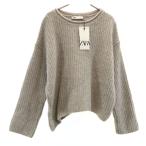 ショッピングzara 未使用 ZARA ザラ ウールブレンド 長袖 セーター S ライトグレー ニット タグ付き レディース 古着 中古