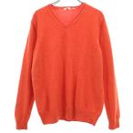 UNIQLO ユニクロ カシミヤ100％ 長袖 Vネック セーター L オレンジ ニット メンズ 古着 中古
