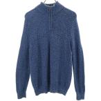 LANDS' END Ran z end длинный рукав половина Zip вязаный S темно-синий серия мужской б/у одежда б/у 