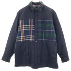 TOMMY HILFIGER Tommy Hilfiger tartan проверка переключатель стеганная куртка M темно-синий с хлопком кнопка-застежка мужской б/у одежда б/у 
