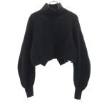 FRAY I.Df Ray I ti- длинный рукав задний кручение Short length свитер F черный вязаный тянуть over мужской б/у одежда б/у 