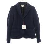 未使用 UNIQLO ユニクロ INES DE LAFRESSANGE イネス ド ラ フレサンジュ コラボ チェック柄 ツイード テーラードジャケット S ネイビー系 レディース 古着 中古