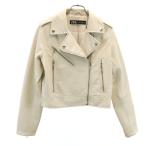 ショッピングzara ZARA ザラ フェイクレザー ダブルライダースジャケット S ベージュ レディース 古着 中古