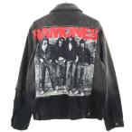 ショッピングforever21 FOREVER 21 フォーエバートゥエンティーワン バック ラモーンズ クラッシュ加工 デニムジャケット M x Ramones ジージャン ロックバンド レディース 古着 中古