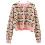 ショッピングzara ZARA ザラ ラビット柄 長袖 ニットカーディガン M ピンク レディース 古着 中古