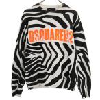 ショッピングディースクエアード DSQUARED2 ディースクエアード イタリア製 ゼブラ柄 長袖 スウェット トレーナー XS ホワイト メンズ 古着 中古