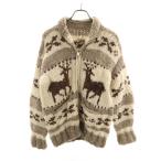 ショッピングカウチン flyey hooks フライヤーフック カナダ製 ウール トナカイ カウチンジャケット ベージュ メンズ 古着 中古