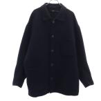 UNIQLO +J ユニクロ プラスジェイ ウールブレンド オーバーサイズ シャツジャケット M ネイビー メンズ 古着 中古
