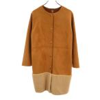 ショッピングzara ZARA ザラ ノーカラー スエード コート M キャメル レディース 古着 中古