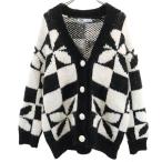 ショッピングzara ZARA ザラ 総柄 長袖 ニットカーディガン S ホワイト系 レディース 古着 中古