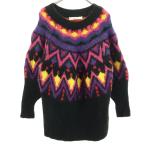 ショッピングzara ZARA KNIT ザラニット ネイティブ柄 長袖 セーター S ブラック系 メンズ 古着 中古