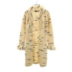 MACPHEE マカフィー 総柄 長袖 フリンジ ロング ニットカーディガン アイボリー系 レディース 古着 中古