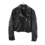 ZARA ザラ フェイクレザー ダブルライダースジャケット L ブラック レディース 古着 中古