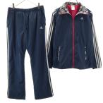 adidas Adidas тренировка ветровка верх и низ выставить OT/L темно-синий обратная сторона tricot женский б/у одежда б/у 