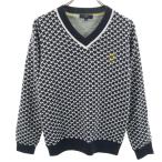  прекрасный товар Callaway Callaway общий рисунок Golf длинный рукав V шея свитер M темно-синий вязаный женский б/у одежда б/у 