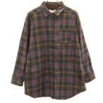 ショッピングMINNETONKA Minnetonka ミネトンカ チェック柄 長袖 シャツ M グレー系 裏フリース レディース 古着 中古