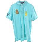 POLO RALPH LAUREN Polo Ralph Lauren большой po колено короткий рукав Rugger рубашка M оттенок голубого олень. . земля мужской б/у одежда б/у 