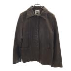 MICHEL KLEIN ミッシェルクラン 牛革 レザージャケット 38 ブラウン 比翼 レディース 古着 中古