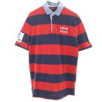 POLO RALPH LAUREN Polo Ralph Lauren окантовка рисунок короткий рукав Rugger рубашка M красный мужской б/у одежда б/у 