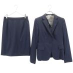 Aquascutum Aquascutum сделано в Японии полоса рисунок юбка костюм верх и низ выставить 8 темно-синий женский б/у одежда б/у 