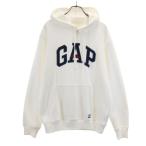  прекрасный товар GAP Gap длинный рукав тренировочный Parker S белый обратная сторона ворсистый тянуть over мужской б/у одежда б/у 