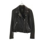 ZARA ザラ シープスキン レザー ダブルライダースジャケット L ブラック レディース 古着 中古
