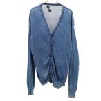 ショッピングハイドロゲン HYDROGEN ハイドロゲン イタリア製 長袖 インディゴ染め Vネック ニットカーディガン L 青紺 メンズ 古着 中古