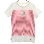 ショッピングadidas tシャツ 未使用 adidas アディダス ボーダー 半袖 Tシャツ L ホワイト×ピンク レディース 古着 中古