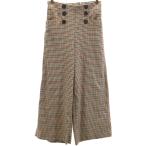 ZARA ザラ チェック柄 ハイウエスト ワイドパンツ XS ベージュ レディース 古着 中古