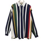 Eddie Bauer Eddie Bauer полоса рисунок длинный рукав Rugger рубашка L темно-синий серия мужской б/у одежда б/у 