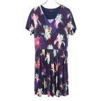 Paul Smith ポールスミス 半袖 Vネック ワンピース M パープル系 ストレッチ レディース 古着 中古