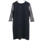 UNITED ARROWS GREEN LABEL RELAXING ユナイテッドアローズ グリーンレーベルリラクシング 7分袖 Vネック 膝丈ワンピース ネイビー レディース 古着 中古