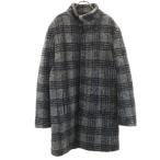 ZARA MAN The лама n проверка воротник-стойка пальто M серый серия мужской б/у одежда б/у 